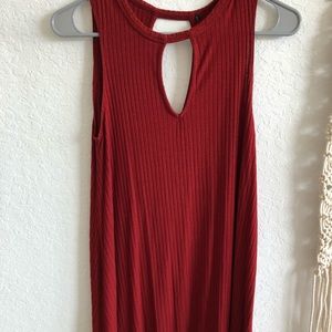 Burnt orange keyhole mini dress